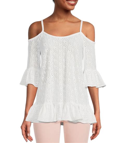 michael kors eyelet off the shoulder top|Michael Kors Eyelet Off.